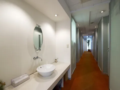 Common area_Corridor. It has a clean interior design. There is also a sink.