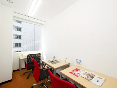 Private rooms are fully furnished with internet access and office furniture.